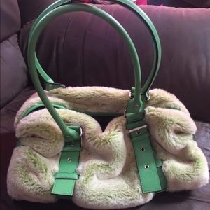 Vintage lime green fur bag y2k